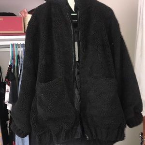pretty little thing black teddy coat